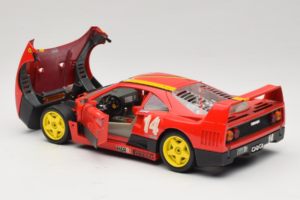 Ferrari F40 Evoluzione #14 L. Dalla Noce H&R Raudonas su Geltonais Ratais 1992 Bburago 1:18 3042-H1 Metalas - nuotrauka 5 iš 8