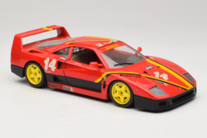 Ferrari F40 Evoluzione #14 L. Dalla Noce H&R Raudonas su Geltonais Ratais 1992 Bburago 1:18 3042-H1 Metalas - nuotrauka 6 iš 8