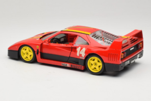 Ferrari F40 Evoluzione #14 L. Dalla Noce H&R Raudonas su Geltonais Ratais 1992 Bburago 1:18 3042-H1 Metalas - nuotrauka 7 iš 8
