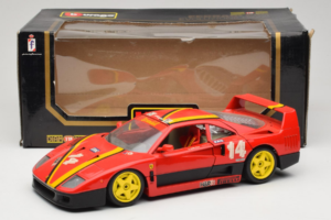 Ferrari F40 Evoluzione #14 L. Dalla Noce H&R Raudonas su Geltonais Ratais 1992 Bburago 1:18 3042-H1 Metalas - nuotrauka 8 iš 8