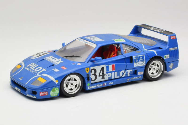 Ferrari F40 #34 M. Ferte / Thavenin / Palau Pilot Mėlynas 1987 Bburago 1:18 3032-B1 Metalas