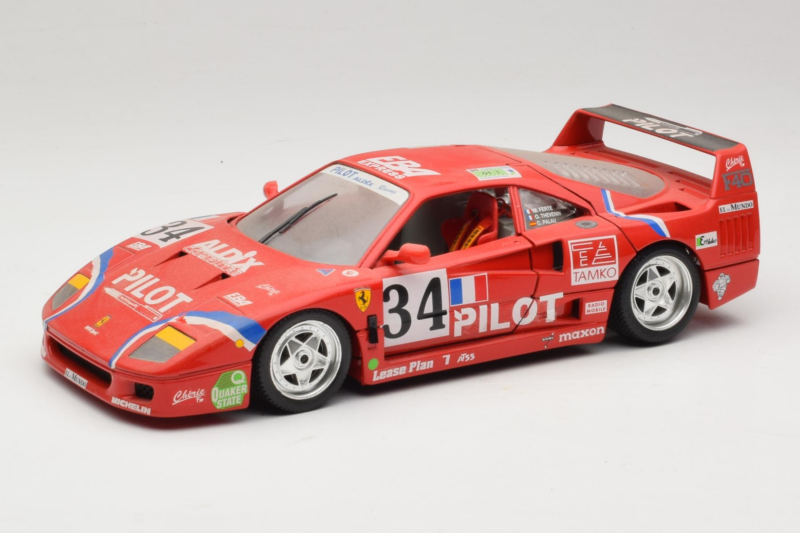 Ferrari F40 LM Pilot #34 Ferte / Thavenin / Palau 24 Hours of Le Mans 1995 Raudonas Bburago 1:18 3032-P3 Metalas