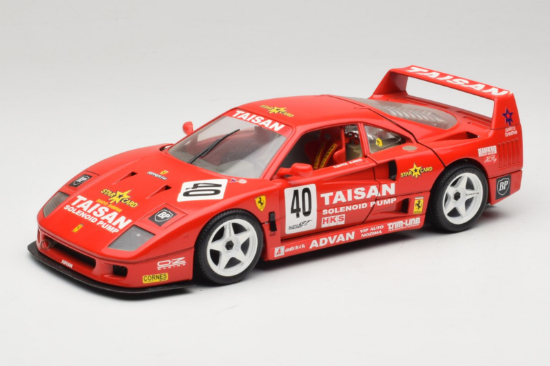 Ferrari F40 #40 T. Ohta / A. Reid Taisan Raudonas 1987 Bburago 1:18 3022-T1 Metalas