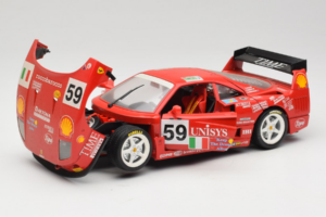 Ferrari F40 LM Unisys #59 Ota / P. Nappi / R. Donovan 24 Hours of Le Mans 1996 Bburago 1:18 3032-U1 Metalas - nuotrauka 2 iš 8