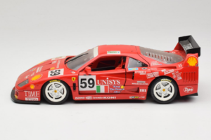 Ferrari F40 LM Unisys #59 Ota / P. Nappi / R. Donovan 24 Hours of Le Mans 1996 Bburago 1:18 3032-U1 Metalas - nuotrauka 4 iš 8