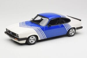Ford Capri Mk2 3.0 Baltas su Mėlynais Dryžiais Minichamps 1:18 155788600 Metalas
