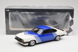 Ford Capri Mk2 3.0 Baltas su Mėlynais Dryžiais Minichamps 1:18 155788600 Metalas - nuotrauka 6 iš 6