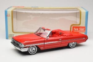 Ford Galaxie 500 Kabrioletas Raudonas Sun Star 1:18 1420 Metalas - nuotrauka 8 iš 8
