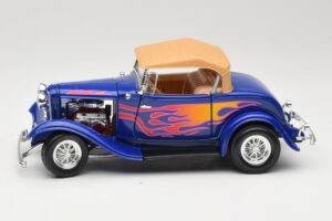 Ford Roadster Street Rod Mėlynas with Fire Road Signature 1:18 92249 Metalas - nuotrauka 4 iš 8