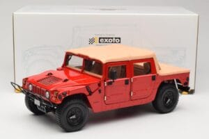 Hummer H1 Soft Top Raudonas Exoto 1:18 01805 Metalas - nuotrauka 8 iš 8