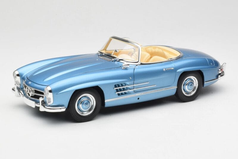 Mercedes 300 SL W198 Roadster Hardtop Light Blue Metallic Minichamps 1:18 180039042 Metalas