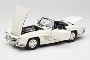 Mercedes 300 SL W198 Roadster Baltas Su Minkštu Stogeliu Minichamps 1:18 180039034 Metalas - nuotrauka 2 iš 9