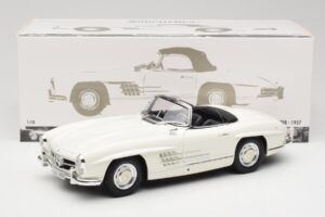 Mercedes 300 SL W198 Roadster Baltas Su Minkštu Stogeliu Minichamps 1:18 180039034 Metalas - nuotrauka 9 iš 9