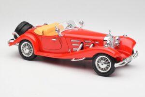 Mercedes 500K Roadster Raudonas Bburago 1:18 3020 Metalas - nuotrauka 6 iš 8