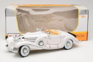Mercedes 500K Special Roadster Baltas Premiere Edition Maisto 1:18 536055 Metalas - nuotrauka 8 iš 8