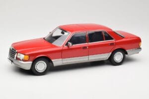 Mercedes 560 SEL W126 Raudonas Norev 1:18 183463 Metalas