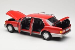 Mercedes 560 SEL W126 Raudonas Norev 1:18 183463 Metalas - nuotrauka 5 iš 8