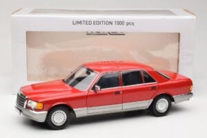 Mercedes 560 SEL W126 Raudonas Norev 1:18 183463 Metalas - nuotrauka 8 iš 8
