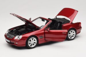 Mercedes SL 500 R230 Red Metallic Riboto Leidimo Norev 1:18 183841 Metalas - nuotrauka 2 iš 8
