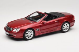 Mercedes SL 500 R230 Red Metallic Riboto Leidimo Norev 1:18 183841 Metalas