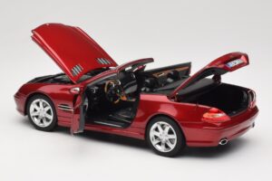 Mercedes SL 500 R230 Red Metallic Riboto Leidimo Norev 1:18 183841 Metalas - nuotrauka 5 iš 8