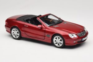 Mercedes SL 500 R230 Red Metallic Riboto Leidimo Norev 1:18 183841 Metalas - nuotrauka 6 iš 8