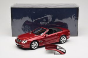 Mercedes SL 500 R230 Red Metallic Riboto Leidimo Norev 1:18 183841 Metalas - nuotrauka 8 iš 8