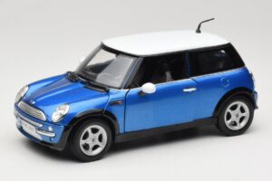 Mini Cooper R50 Mėlynas su Baltu Stogu Mondo Motors 1:18 MINI004 Metalas