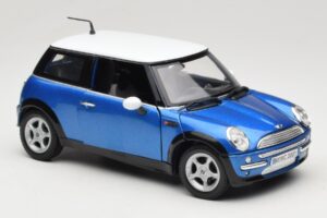 Mini Cooper R50 Mėlynas su Baltu Stogu Mondo Motors 1:18 MINI004 Metalas - nuotrauka 6 iš 8