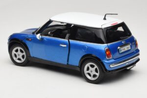 Mini Cooper R50 Mėlynas su Baltu Stogu Mondo Motors 1:18 MINI004 Metalas - nuotrauka 7 iš 8