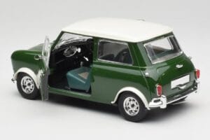 Mini Cooper S British Racing Žalias & Old English Baltas Solido 1:18 8021 Metalas - nuotrauka 5 iš 8