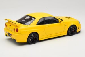 Nissan Skyline GT-R R34 Customized Version Geltonas MotorHelix 1:18 M83412 Metalas - nuotrauka 3 iš 8