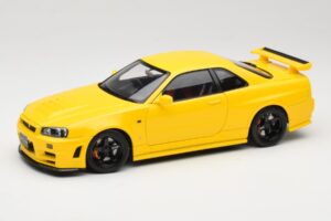 Nissan Skyline GT-R R34 Customized Version Geltonas MotorHelix 1:18 M83412 Metalas