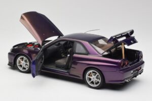 Nissan Skyline GT-R R34 V-Spec Midnight Violetinis AUTOart 1:18 77305 Metalas - nuotrauka 5 iš 8