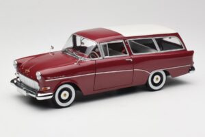 Opel Rekord P1 Caravan Raudonas Minichamps 1:18 180043211 Metalas