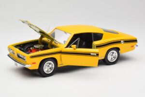 Plymouth Barracuda Geltonas Road Legends 1:18 92178 Metalas - nuotrauka 2 iš 8