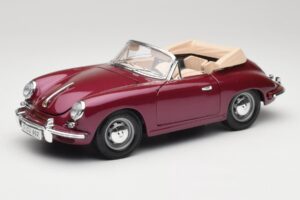 Porsche 356B Kabrioletas Baklažanas Bburago 1:18 3021-M4 Metalas