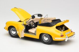 Porsche 356B Kabrioletas Geltonas Bburago 1:18 3031 Metalas - nuotrauka 5 iš 8