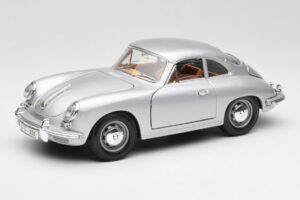 Porsche 356B Sidabrinis & Ruda Salono Bburago 1:18 3021-M2 Metalas