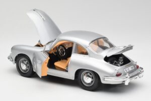 Porsche 356B Sidabrinis & Ruda Salono Bburago 1:18 3021-M2 Metalas - nuotrauka 5 iš 8