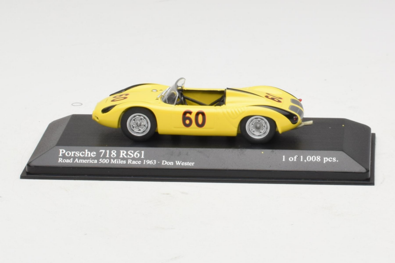 Porsche 718 RS61 #60 D. Wester Road America 500 Miles 1963 Minichamps 1:43 430636560 Metalas