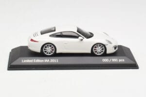 Porsche 911 991 Carrera S Baltas IAA Frankfurt 2011 Minichamps 1:43 WAX20100090 Metalas - nuotrauka 3 iš 5