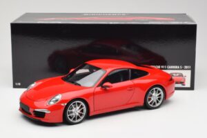 Porsche 911 991 Carrera S Guards Raudonas Minichamps 1:18 100061020 Metalas - nuotrauka 8 iš 8