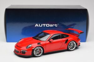 Porsche 911 991 GT3 RS Guards Raudonas Sidabriniai Ratai AUTOart 1:18 78165 Metalas - nuotrauka 8 iš 8