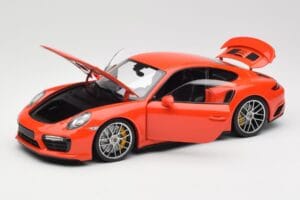 Porsche 911 991 Turbo S Lava Orange Minichamps 1:18 110067120 Metalas - nuotrauka 2 iš 8