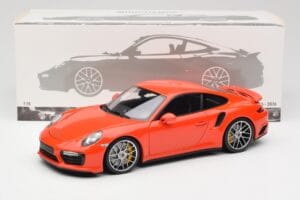 Porsche 911 991 Turbo S Lava Orange Minichamps 1:18 110067120 Metalas - nuotrauka 8 iš 8