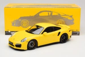 Porsche 911 991 Turbo S Geltonas Su Juodais Ratlankiais Minichamps 1:18 110062321 Metalas - nuotrauka 8 iš 8