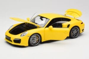 Porsche 911 991 Turbo S Geltonas Su Sidabriniais Ratlankiais Minichamps 1:18 110062322 Metalas - nuotrauka 2 iš 8