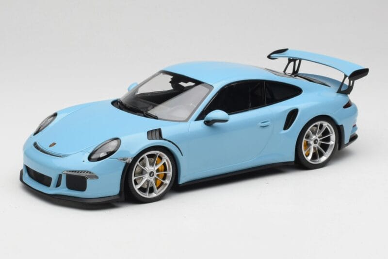 Porsche 911 991.1 GT3 RS Mėlynas Matiniai Ratlankiai Minichamps 1:18 153066235 Metalas