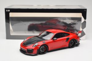 Porsche 911 GT2 RS 991.2 Raudonas Juodi Ratai Minichamps 1:18 155068307 Metalas - nuotrauka 6 iš 6